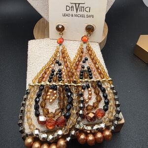 DaVinci Gold and Black Beaded Earrings (1718)